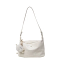 Sac à bandoulière blanc minimaliste avec un pendentif mignon en peluche blanche - Sans Pendentif / Blanc