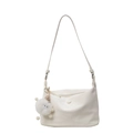 Sac hobo blanc minimaliste avec un porte-clés monstre en peluche et une bandoulière - Sans Pendentif / Blanc