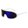 Lunettes de soleil sport blanches avec verre miroir bleu pour le cyclisme en plein air - Monture Blanc Plein Bleu Mercure (C6)