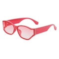 Fashionable bright pink wavy frame sunglasses with gradient purple lenses for women - C7 Solid Pink Gradient Pink