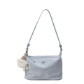 Sac bandoulière bleu clair au design plissé avec un petit pendentif mouton en peluche - Sans Pendentif / Bleu clair