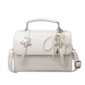 White mini square bag with beaded bow, star buckle and adjustable crossbody strap - Off White