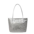 Silberne Tote Bag in Metallic-Optik mit Riss-Struktur und schmalen Schultergurten - Silber