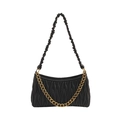Sac à bandoulière noir plissé à la mode avec chaîne dorée et sangle croisée - Noir