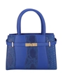 Koningsblauwe Kelly handtas met slangenpatroon, gouden slot en lederen texturen - Blauw