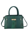 Dark green Kelly bag with snakeskin texture and gold buckle, crossbody style handbag - Green