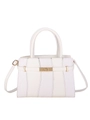 White snakeskin patterned Kelly handbag with gold circular twist lock and top handle - Off White