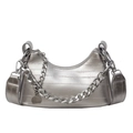 Borsa hobo argento metallizzato con catena in metallo spessa e tracolla larga - Argento