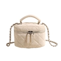 Elegant cream quilted chain handbag with rhombus pattern and silver hardware - Off White