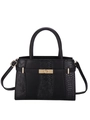 Elegant black snakeskin embossed Kelly handbag with gold hardware and shoulder strap - Black