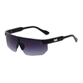 Fashion sports sunglasses with black frames and purple gradient lenses with gold accents - Brilliant Black Gradient Gray (C1)