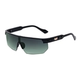Sporty rimless shield sunglasses with black frames and green gradient lenses - Brilliant Black Gradient Black Gray Green (C3)