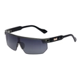 Lunettes de soleil sportives noires avec verres dégradés gris et détails dorés - Blanc Transparent Dégradé Gris (C5)
