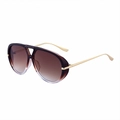 Retro pilot sunglasses featuring brown gradient lenses and gold metal temples - Gradual Brown Frame Brown