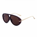 Deep wine red aviator sunglasses with gold metal temples and double bridge detail - Tea Frame Tea