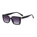 Fashion square black sunglasses with purple gradient lenses and gold T-shaped detail - Bright Black Double Gray (C1)