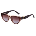 Fashion cat eye sunglasses with brown transparent frame and brown gradient lenses - Light Tea Brown Blue