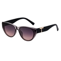 Fashionable cat-eye sunglasses with gradient brown frames and gold T-shaped temple detail - Light Gray Gray Brown