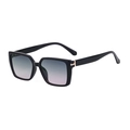 Fashionable black square sunglasses with grey to purple gradient lenses and gold T-accents - Black Green Pink Gradient (C3)