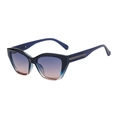 Cat eye zonnebril met blauw roze gradiënt montuur en goudkleurige metalen accenten - Blauw Frame Blauw Koraal Gradiënt (C6)