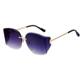 Modern rimless shield sunglasses with purple gradient lenses and gold temple accents - C1 Golden Double Grey