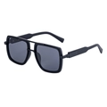 Occhiali da sole da uomo con montatura quadrata oversize, doppio ponte e lenti scure - C1 Montatura Nero Opaco Lente Grigia