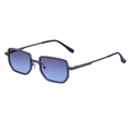 Square metal sunglasses for men with purple gradient lenses and spring hinges - C2 Matte Gun Gray Blue