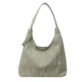 Chic beige pleated hobo bag with large capacity and crescent moon shape design - Green