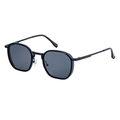 Classic square black sunglasses with retro frame and grey lenses for men and women - Matte Black Frame Grey Lens (C1)