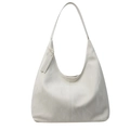 Minimalist white tote bag with marble texture and large capacity hobo design - White