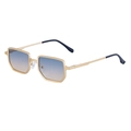 Square frame metal sunglasses with gold finish and blue gradient lenses for men - C4 Matte Gold Green Yellow