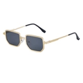 Vintage gold metal square sunglasses for men with dark gray lenses and spring hinges - C5 Matte Gold 3 Gray