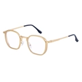 Lunettes de soleil en métal doré avec monture carrée hexagonale et embouts noirs - Monture Or Mat Verres Transparents (C7)