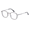 Lunettes de soleil à monture métallique argentée carrée et plaquettes réglables - Monture Argent Mat Verres Transparents (C8)