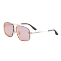 Klassische Pilotensonnenbrille aus Goldmetall mit rosa Gläsern und Doppelsteg - Goldener Rahmen Helltee (C5)