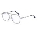 Silver square aviator sunglasses with double bridge and spring hinges for men - Matte Silver Frame Clear Lens
