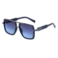 Lunettes de soleil carrées avec monture en métal et verres dégradés bleus de style moderne - C6 Noir Brillant Gun Bleu