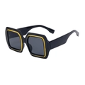Occhiali da sole quadrati alla moda con montatura a doppio strato nero e giallo donna - Nero Giallo Grigio