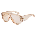 Gafas de sol oversize rosa melocotón transparente con bisagras metálicas en T oro - Té Champaña