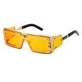 Futuristic punk sunglasses with amber yellow lenses and golden metallic frame - Gold Frame Gold Yellow Lenses