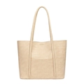 Crème beige tote tas met reliëf krokodillenleer en ruime binnenkant voor vrouwen - Broken Wit