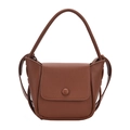 Brown lychee pattern handbag for women with a shoulder strap and round design - Brown