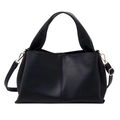 Borsa tote classica in pelle PU nera martellata con eleganti finiture in metallo dorato - Nero
