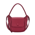 Borsa minimalista in pelle a grana litchi rosa scuro con manico superiore e tracolla - rosa acceso