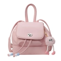 Mini zaino rosa da donna con chiusura in metallo, cordoncino con perline e charm peluche - Senza Ciondolo / Rosa