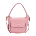 Borsa rosa cipria con trama litchi, manico superiore curvo e patta elegante - Rosa