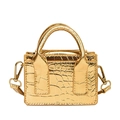 Mini sac bandoulière doré à texture crocodile avec double anse et bandoulière - Doré