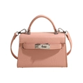 Bolso pequeño rosa de cuero sintético plisado con cierre giratorio y correa ajustable - Rosa