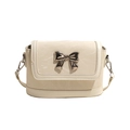 Chic cream white crossbody bag with marble texture and golden butterfly clasp accessory - Off-white