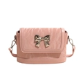 Pink crossbody bucket bag with marble texture and golden butterfly bow buckle closure - Pink